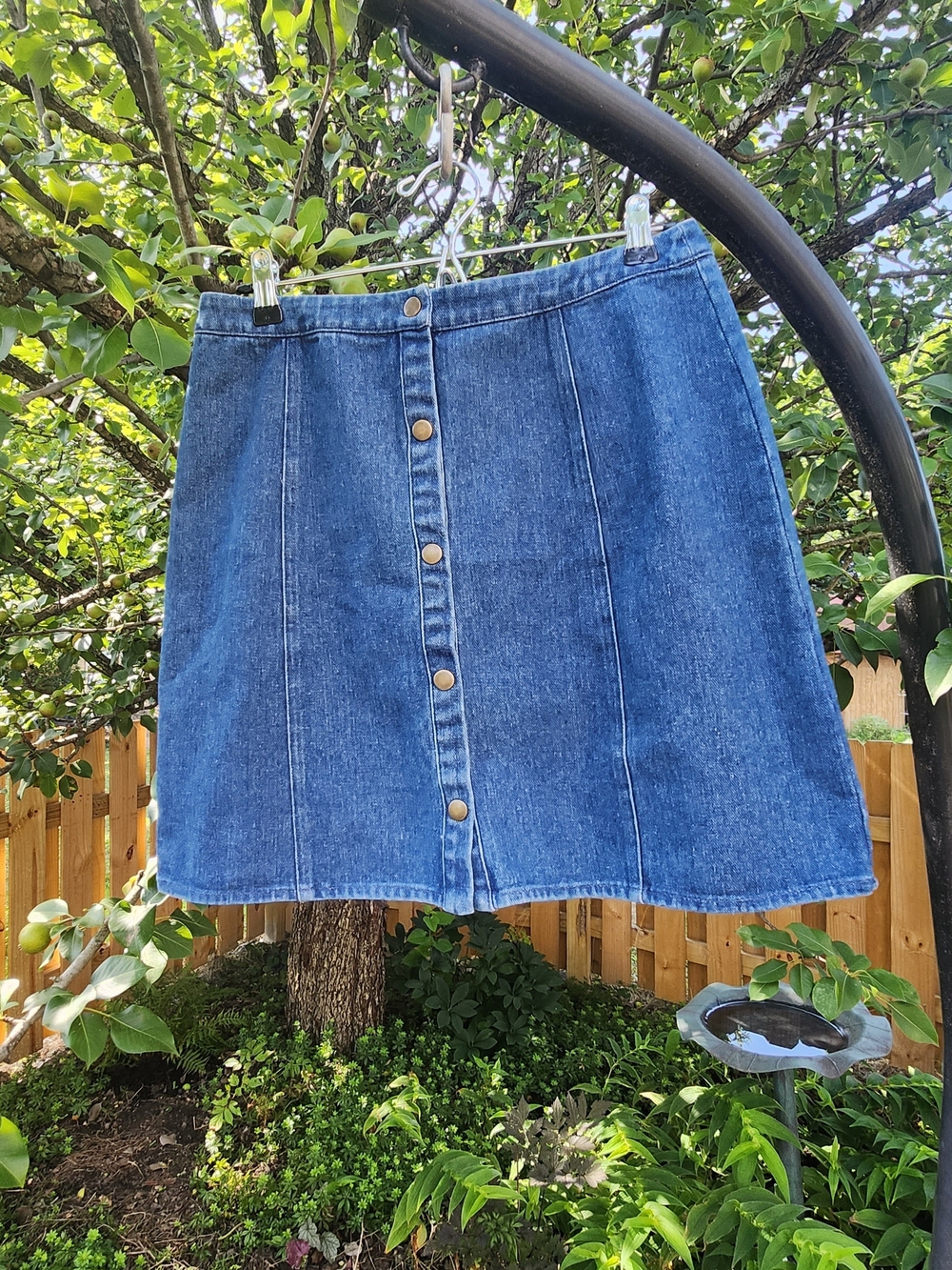 Sugarlips Sz L Blue Denim Button-Front Mini Skirt